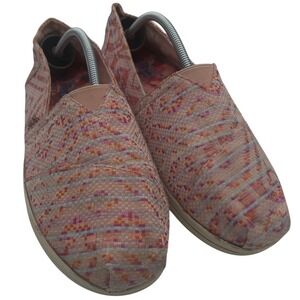 BOBS by Skechers Pink Ikat Slip On Flats US 10 Dual-Lite Memory Foam‎ Casual EUC